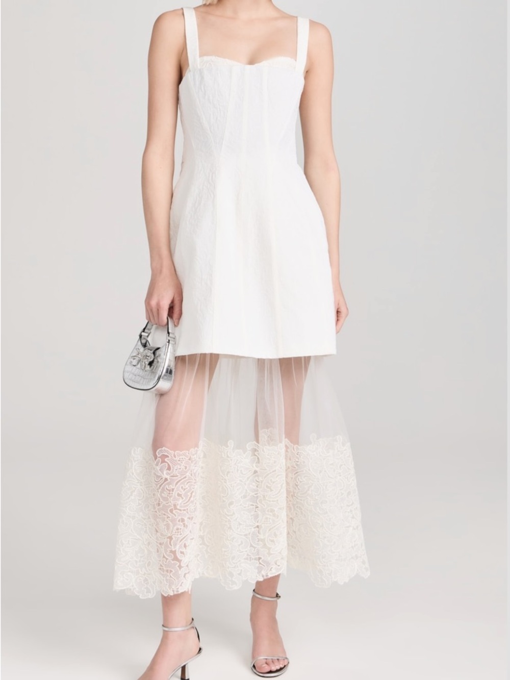 NWT! SIMKHAI Callan Bustier Midi Dress in Ivory - 6